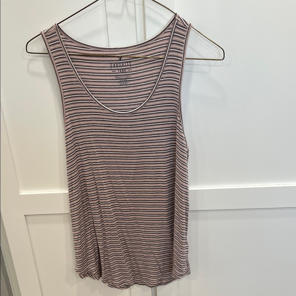 American Eagle Outfitters Pink and Black Striped Tank Top